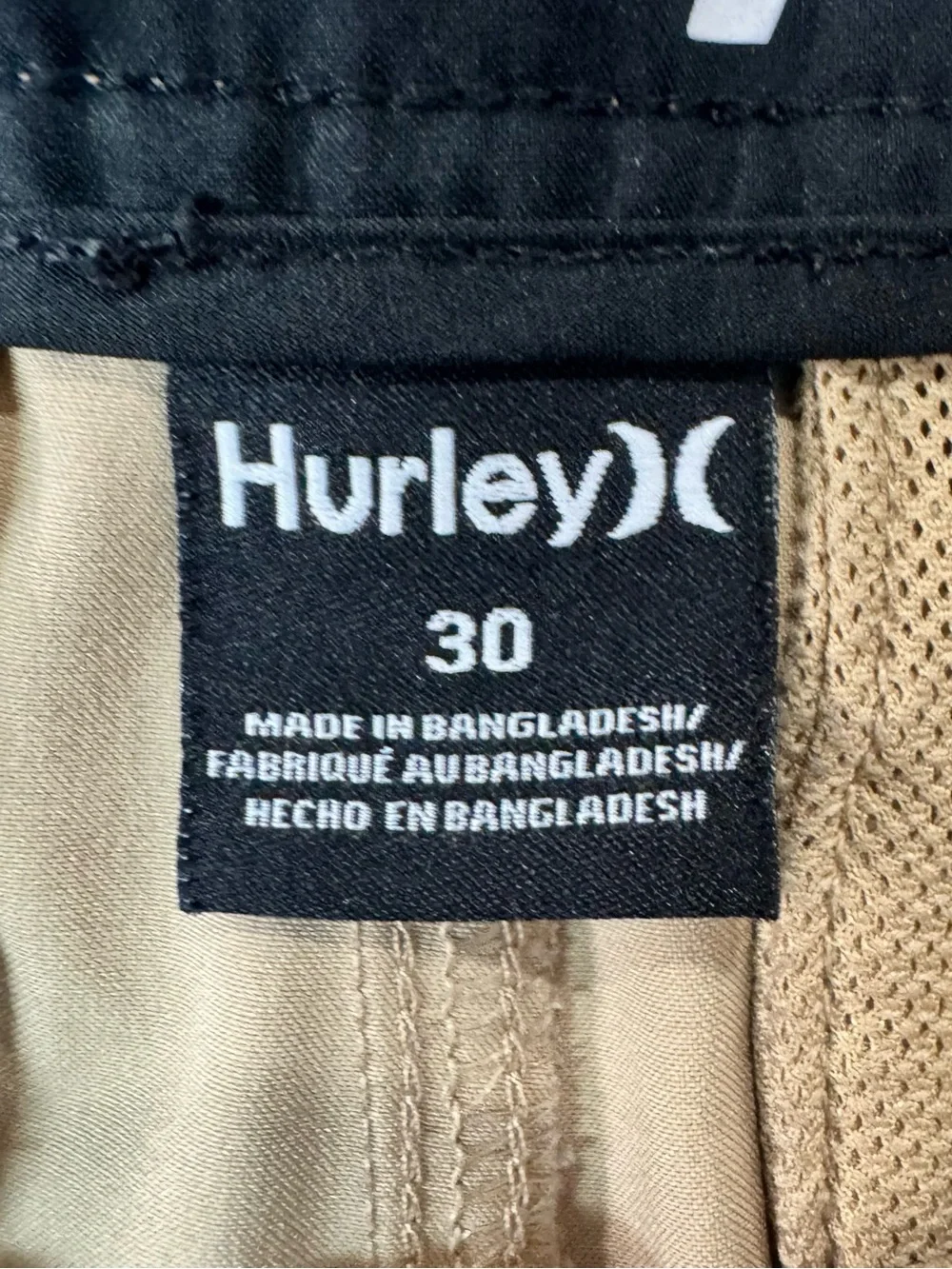 Hurley Khaki Hybrid Chino Shorts Men’s Size 30
